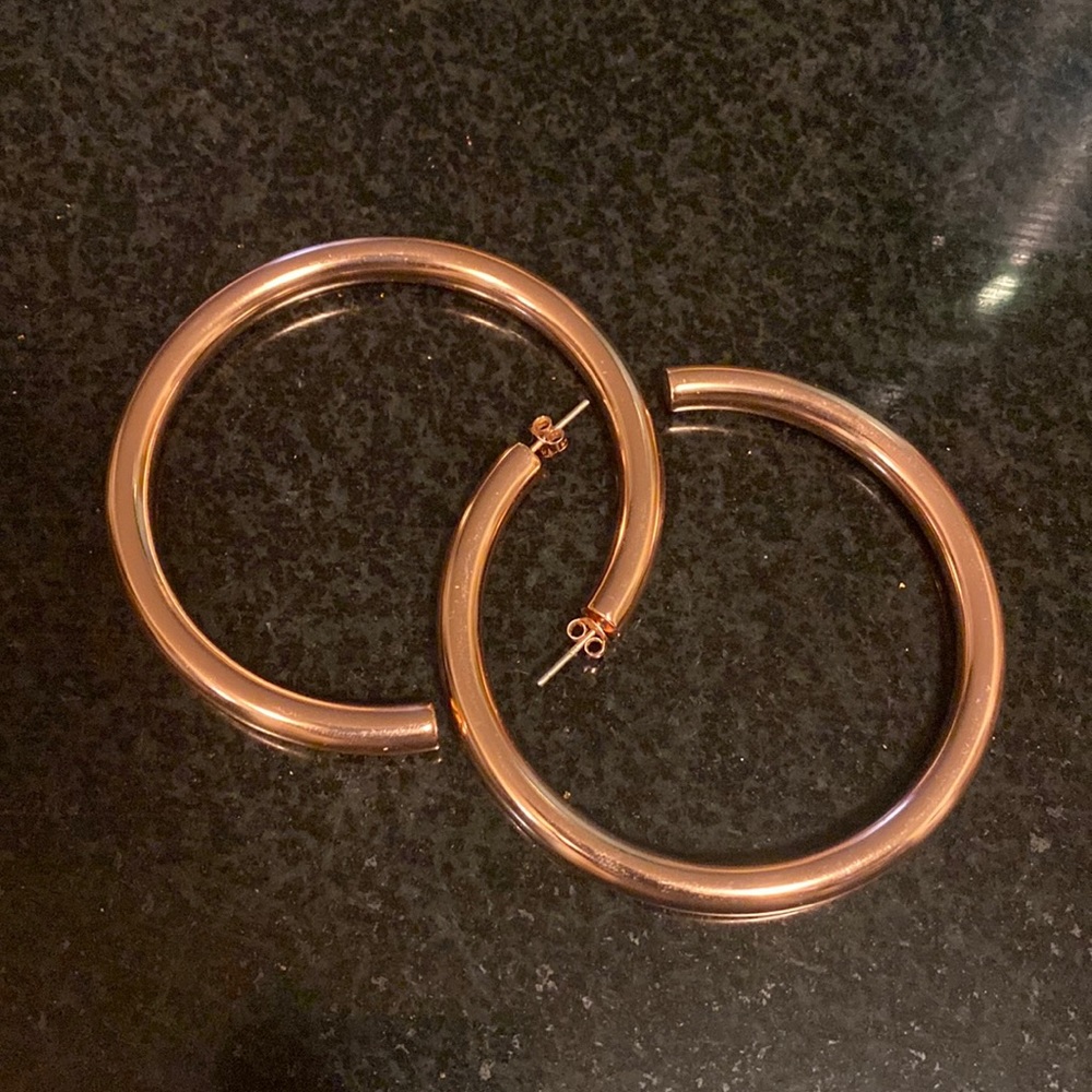 14k Rose Gold Large Hoops